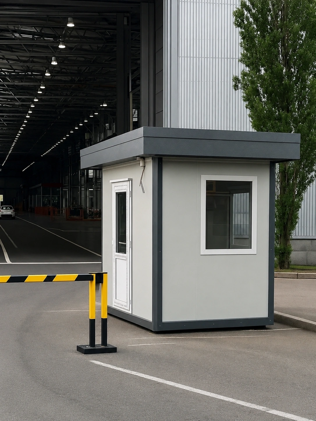 Parking gate guard cabin for entry management